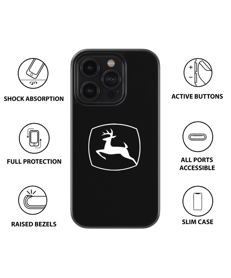Shockproof JOHN DEERE carbon and black design phone case for iPhone and Samsung models, JOHN deere accessories, protective phone case, gift Design 2