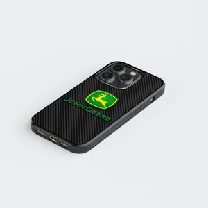 Shockproof JOHN DEERE carbon and black design phone case for iPhone and Samsung models, JOHN deere accessories, protective phone case, gift image 3