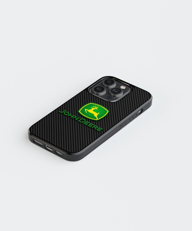 Shockproof JOHN DEERE carbon and black design phone case for iPhone and Samsung models, JOHN deere accessories, protective phone case, gift image 3