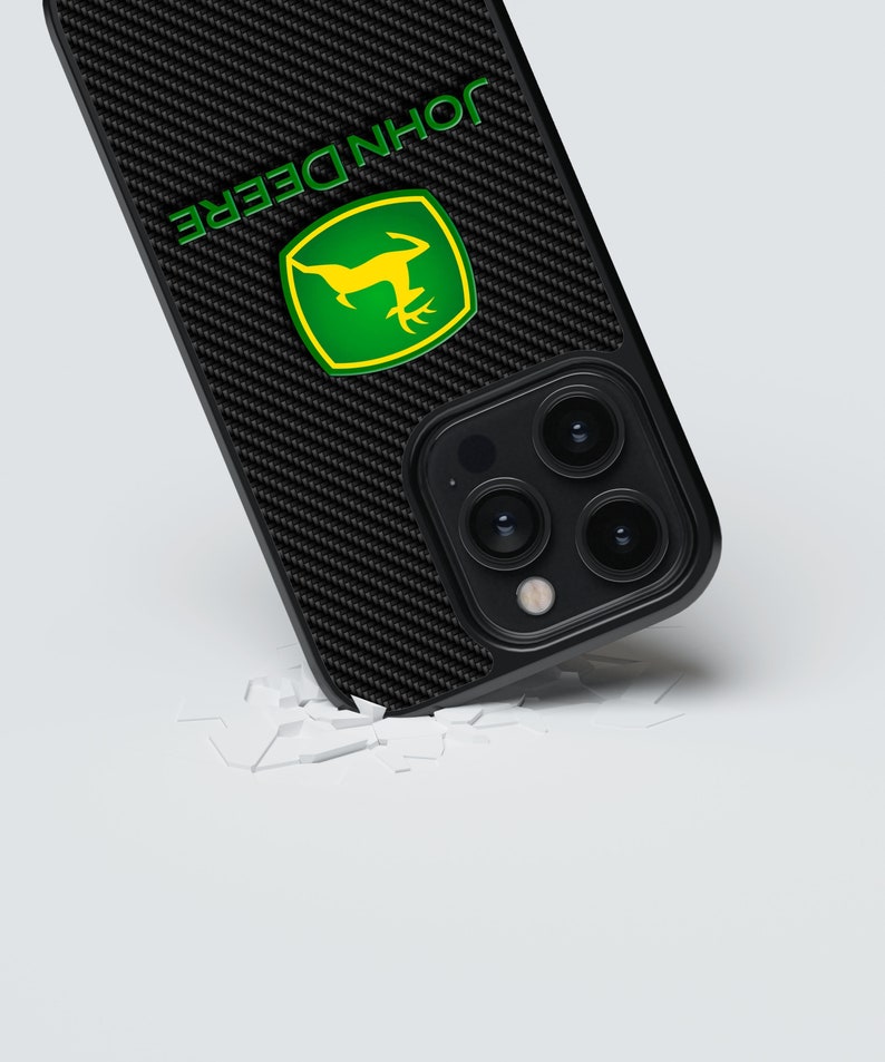 Shockproof JOHN DEERE carbon and black design phone case for iPhone and Samsung models, JOHN deere accessories, protective phone case, gift image 6