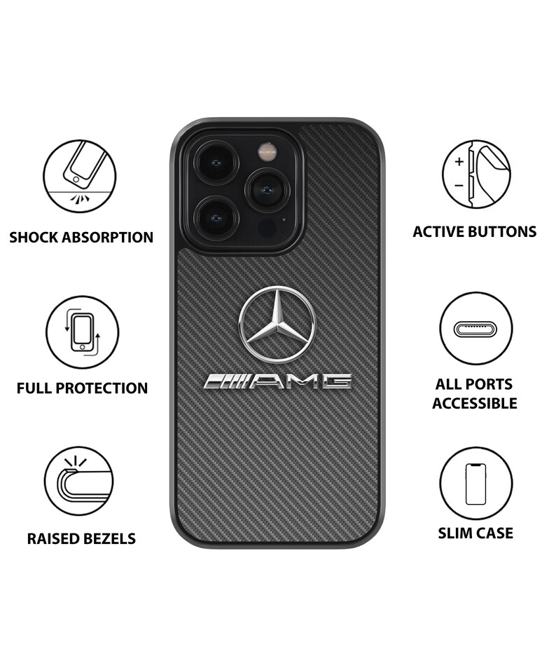 Custodia antiurto per telefono Mercedes Benz per modelli iPhone e Samsung, custodia resistente e sottile, custodia protettiva, accessori mercedes, premium immagine 2