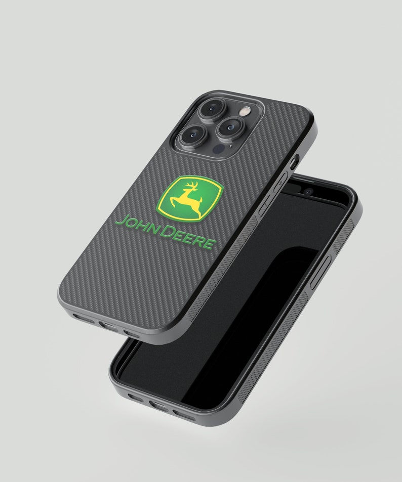 Shockproof JOHN DEERE carbon and black design phone case for iPhone and Samsung models, JOHN deere accessories, protective phone case, gift image 4