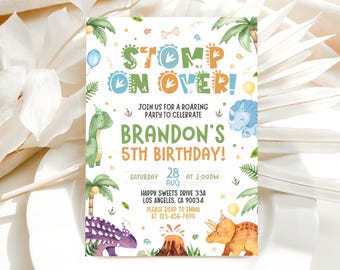 Dinosaur Birthday Invitation, Dinosaur 2nd Birthday Party Invite, Two Rex Dino Invite, Editable Template 0105