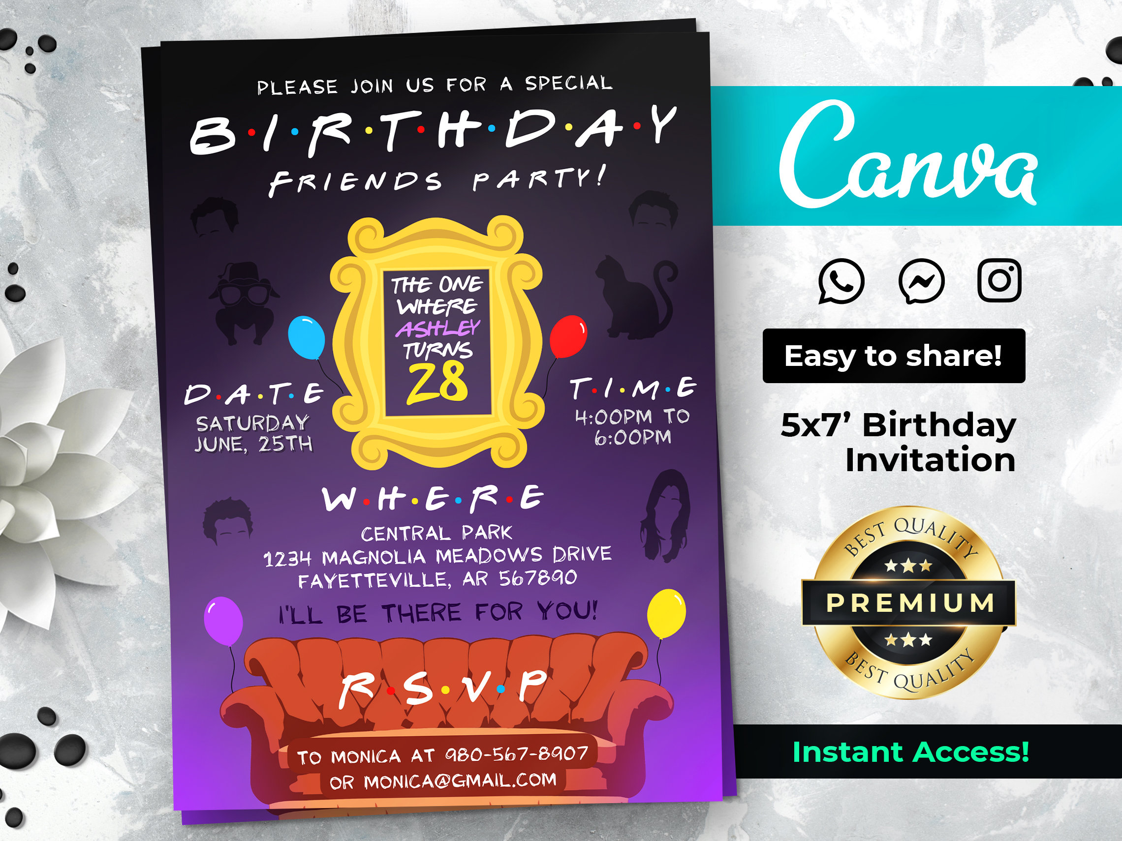 Editable Friends Birthday Invitation Friends Invitation Etsy