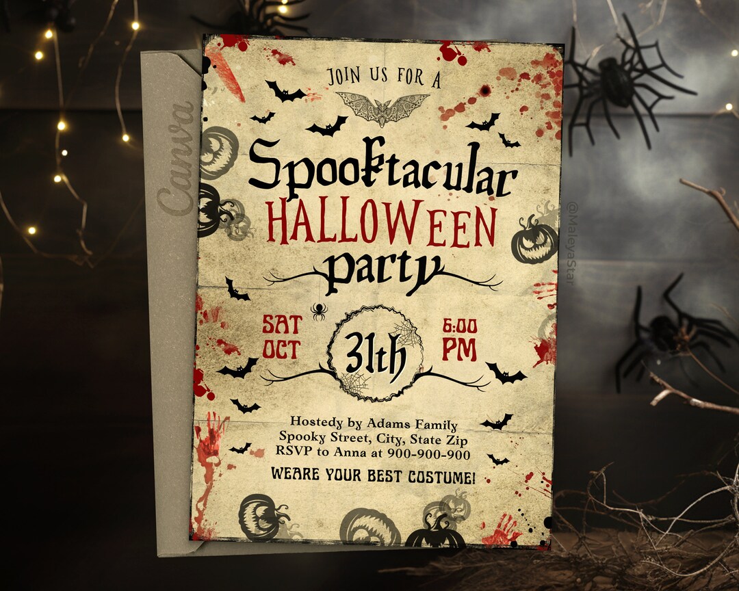 Editable Halloween Invitations Halloween Party Invite Antique Etsy