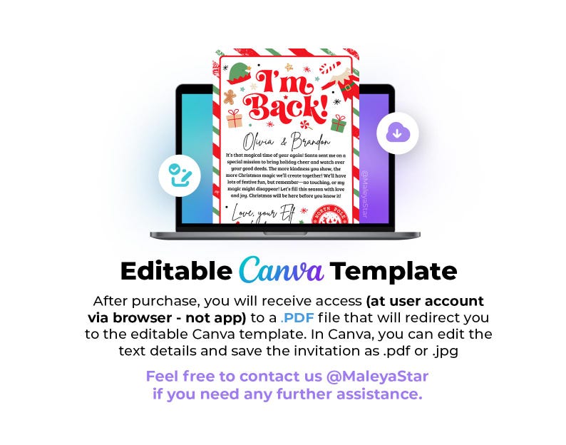 Elf Letter, Elf Arrival Letter, Elf Return Letter, Elf I'm Back