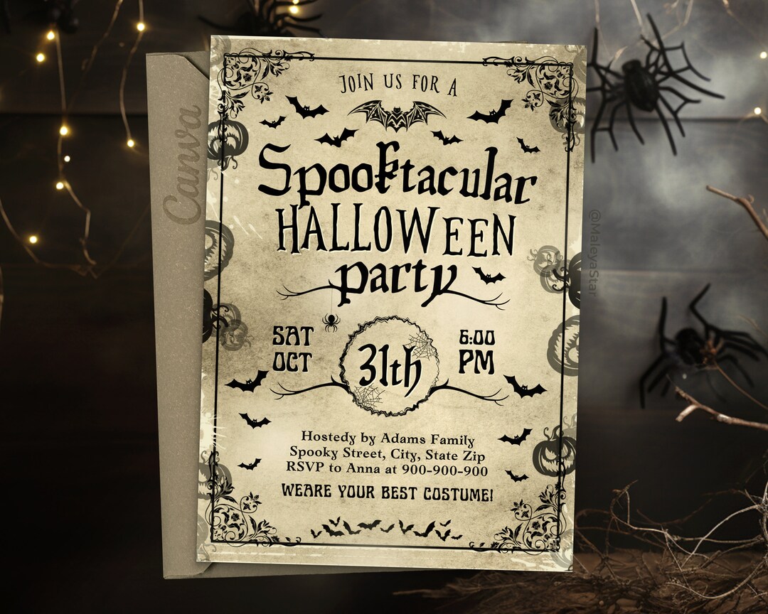 Editable Halloween Invitations Halloween Party Invite Antique Etsy