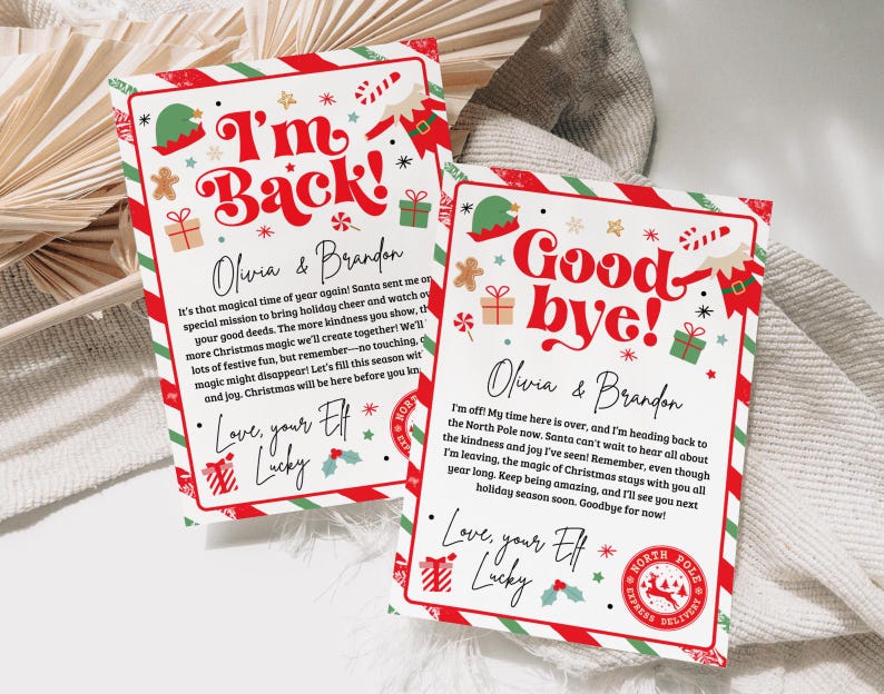 Elf Letter, Elf Arrival Letter, Elf Return Letter, Elf I'm Back