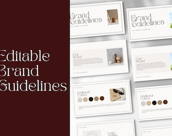 Modèles de directives de marque modifiables | image de marque | Présentation du logo | Pack Stratégie de Marque