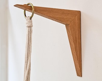 Light oak wall hook for hanging plants, lights, macrame, and pots, Made in England