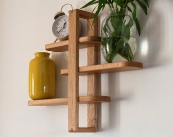 Plant shelves in light oak | Oak wall shelves, multi tier | Tiered set of floating shelves | Wall plant pot shelf | Japandi furniture