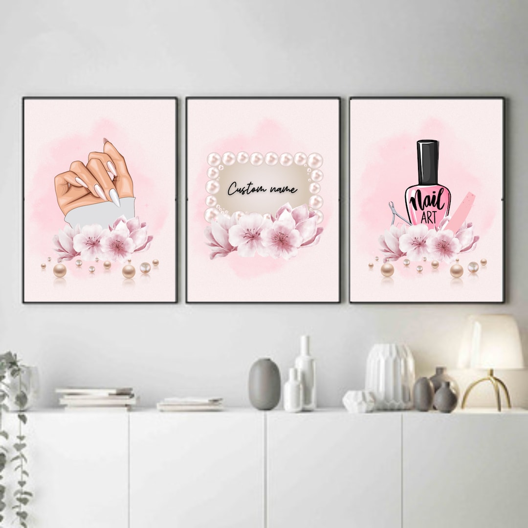 Set of 3 Nail Salon Decor, Nail Tech Gift, Nail Room Wall Art, Beauty