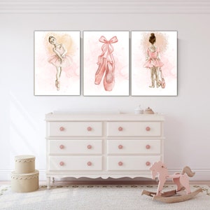 Set of 3 Ballerina Print, Nursery Wall Decor, Nursery Ballet Print, Ballerina Wall Decor, Balett Nursery Decor, Nursery Ballerina Print