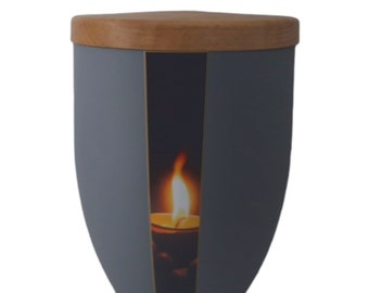 Human ashes urn in combination of metal with wooden cap - S-110 (candle)