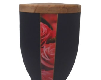 Human ashes urn in combination of metal with wooden cap - C-114 (rose)