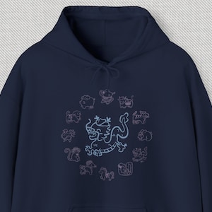 Chinese New Year 2024 Hoodie, Lunar Year of the Dragon Hooded Sweatshirt, Chinese Horoscope Zodiac Dragon, Unisex, Cowboy Country Dragon