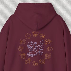 Chinese New Year 2024 Hoodie, Lunar Year of the Dragon Hooded Sweatshirt, Chinese Horoscope Zodiac Dragon, Unisex, Cowboy Dragon (On Back)