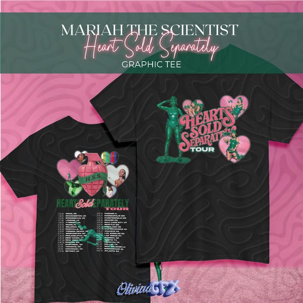 Mariah The Scientist Tour T-Shirt, Hearts Sold Separately, Concert Tee
