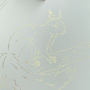 A3 Poster Wandbild Eichhörnchen Waldtiere gold moni goes wild