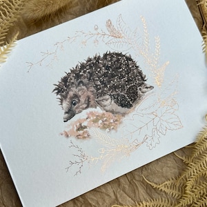 Karte ohne Text Igel Herbst Laub Wildtiere