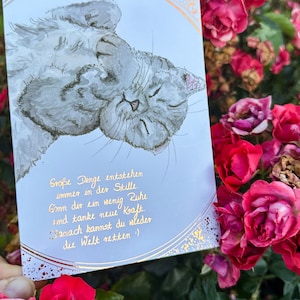 Karte Katze Britisch Kurzhaar getigert BKH Stille Ruhe Kraft Welt retten Bronze moni goes wild