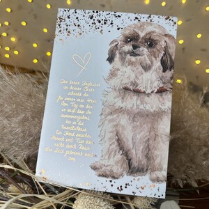 Grußkarte Hund Shih Tzu Begleiter Karte Persönlichkeitsentwicklung Tierkommunikation Botschaft der Tiere moni goes wild bronze