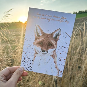 Karte Fuchs Grußkarte Füchse dem Herzen folgen richtiger Weg bronze moni goes wild