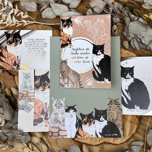 Geschenkset Geschenkbox für Frauen Bundle Katze Katzen i love my Kitti Cat Block Karte Lesezeichen Schreibblock Notizen