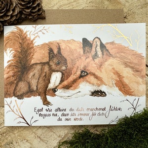 Karte Fuchs Eichhörnchen Bronze Trauerkarte moni goes wild