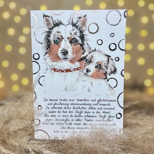 Grußkarte Hund Australian Shepherd Karte Persönlichkeitsentwicklung Tierkommunikation Botschaft der Tiere moni goes wild bronze