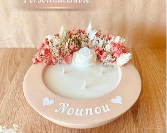 Bougie personnalisée. Cadeau nounou. Cadeau fêtes des mamies. Fête des mères. Fête des grands-mères. Bonne fête maman. Bougie maman.