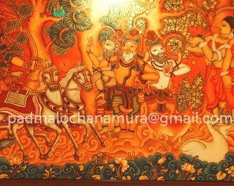 Sakunthalam(greevabhagamiramamm..)muralpainting on canvas and acrylicpaint and wall hangings