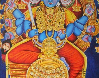 Kodunggalloor bhagavathi Acrylmalerei auf Leinwand auf Wandbehang