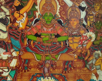 Sreeramapattabhishekam Wandmalerei auf Leinwand und Acrylfarbe auf Wandbehang