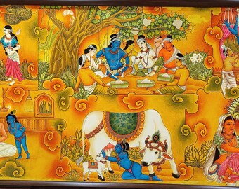 Krishna leela Wandmalerei auf Leinwand und Wandbehang