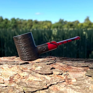 Pipa Freehand Poker Pipa Morta, madera de roble de pantano natural y pipa de tabaco filtrante de 9 mm Pipa