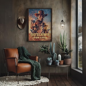 Cowboy and cowgirl Outlaws for life print  western wall art Rustic Home Decor posters vintage cowboy art wild west digital download