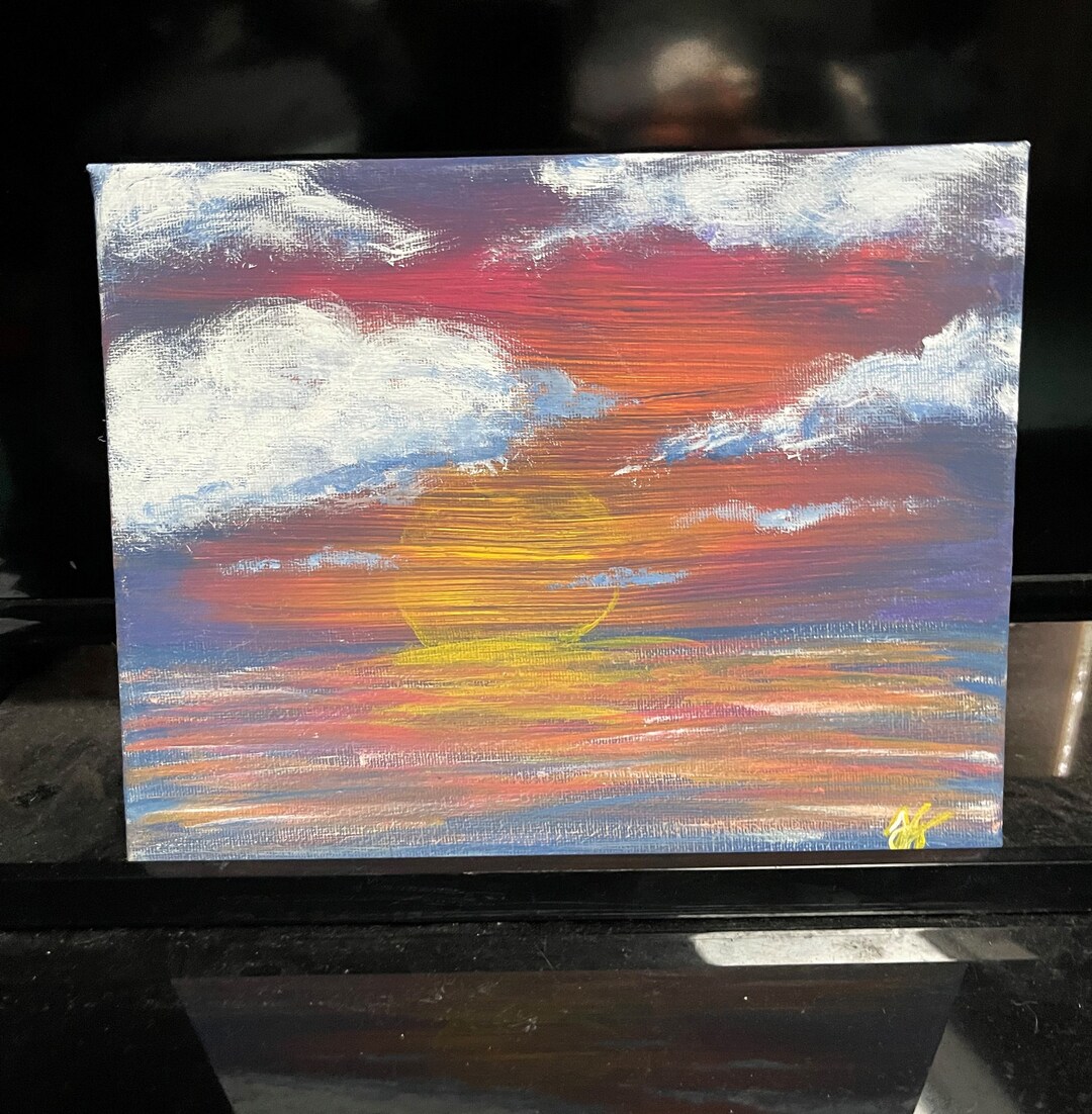 8x10 Acrylic Sunset Oceanscape Painting on Canvas - Etsy