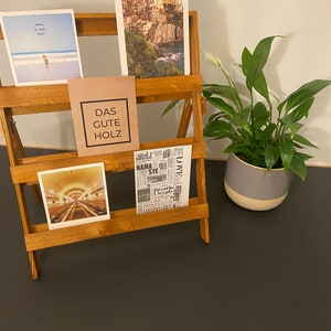 Postcard stand / postcard holder Photo stand / photo holder in different colors made of wood - foldable, suitable for photos and greeting cards.