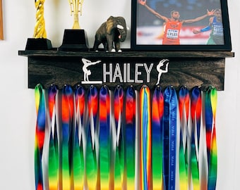 Personalized Sports Medal Hanger & Trophy Shelf: 3D Name Sign