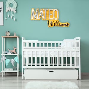 Segno di nome in legno per la scuola materna,Segno di nome in legno personalizzato per il bambino,Segno di nome della scuola materna 3D a strati,Segno di nome del bambino,Sopra il segno di nome della culla
