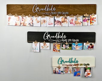 Personalized Grandkids Photo Holder: Custom Name Clips, Grandparent Gift