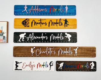 Personalized Sports Medal Holder: Custom Wooden Name Sign