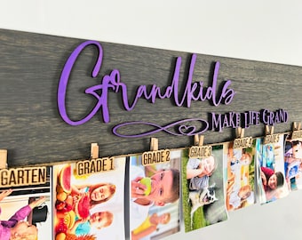 Personalized Grandkids Photo Holder: Custom Name Clips, Grandparent Gift
