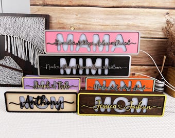 Personalized Mother's Day Night Light: Custom Wood Gift for Mom