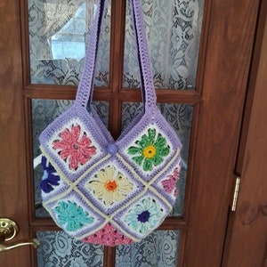 Crochet Bag Handbag Boho Granny Square Spring Crochet