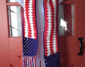 Patriotic Scarf, Red White and Blue Scarf, USA Scarf, Flag Scarf, Patriotic American Flag Scarf