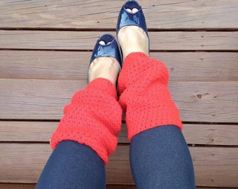 Crochet Red Leg Warmers Crochet Leggings Ankle Warmers Boot Cuffs Boot Socks Crochet Boot Cuffs Yoga Leg Warmers