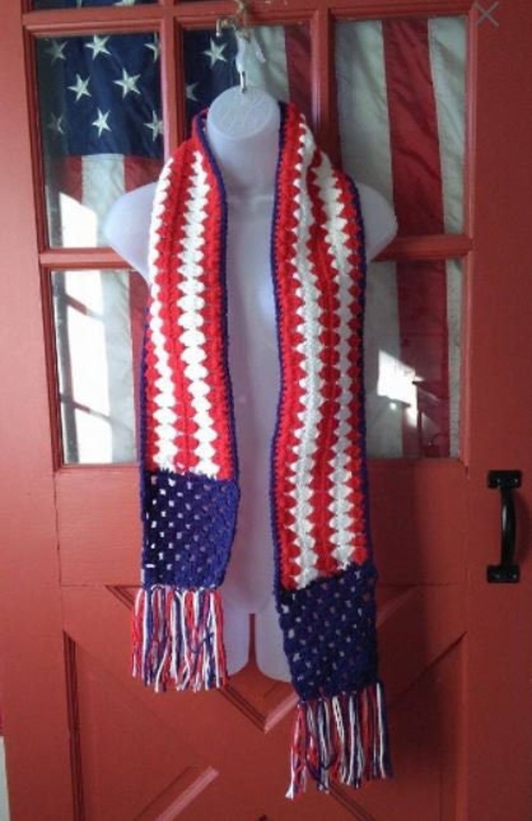 Patriotic Scarf, Red White and Blue Scarf, USA Scarf, Flag Scarf