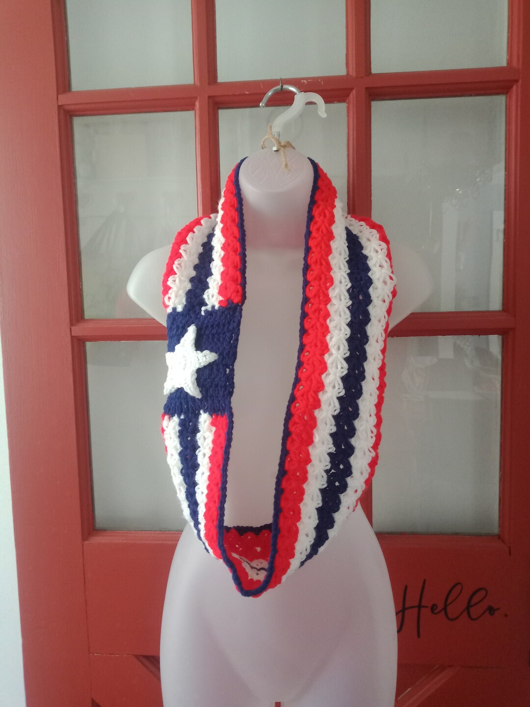 Patriotic Crochet Scarf Red White and Blue American Flag Scarf US Flag ...